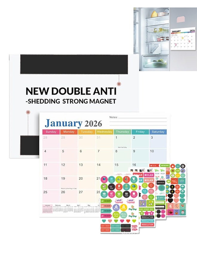 التقويم المغناطيسي للثلاجة، تقويم جداري لمدة 18 شهرًا من يناير 2026 إلى يونيو 2027، تقويم الثلاجة مناسب لحفظ التواريخ المهمة، مثالي للترتيب - Image 1